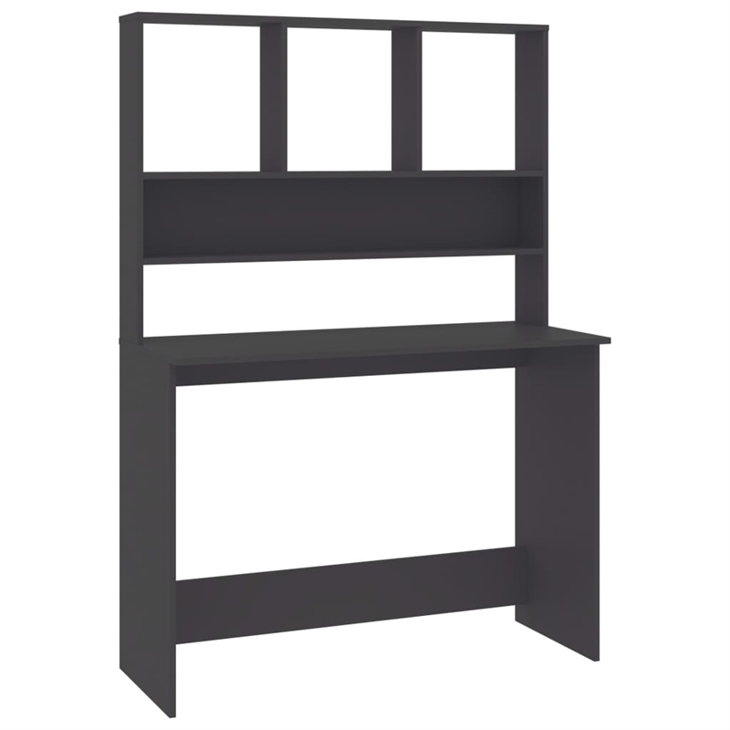 Scranton & Co Compact Rectangular Desk with Floating Shelves in Grey