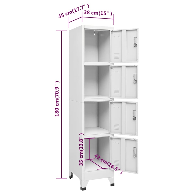 Scranton & Co Steel Rectangular Locker Cabinet with 4 Doors in Grey