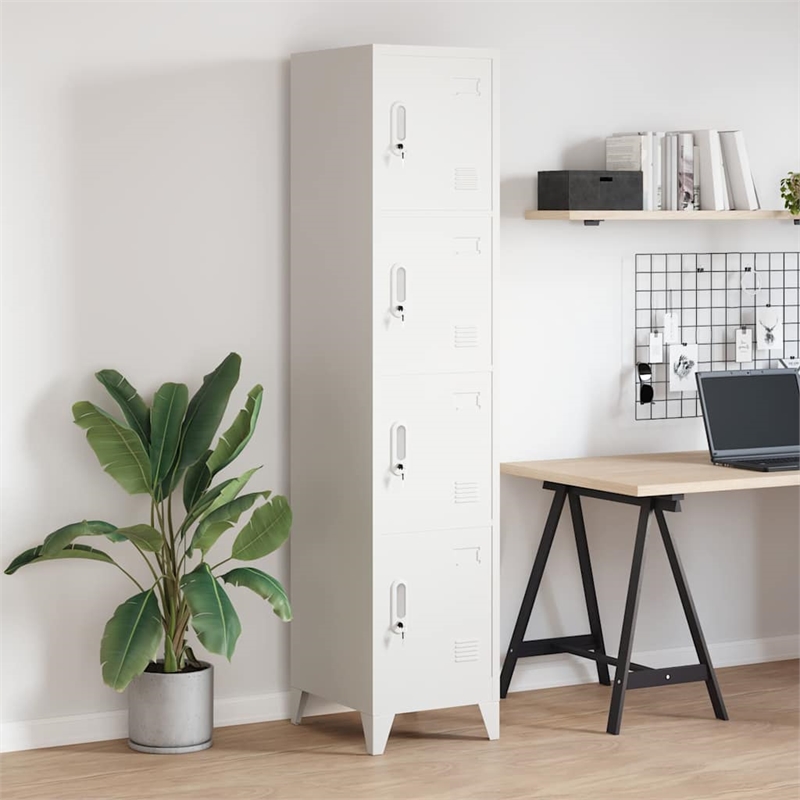 Scranton & Co Steel Rectangular Locker Cabinet with 4 Doors in Grey