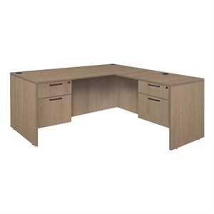 Scranton & Co 66&quot x 65&quot L Desk with 2 Pedestal Drawer Units in Noble Oak