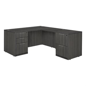 Scranton & Co 60&quot x 77&quot L Desk with 2 Full Pedestals in Ash Gray