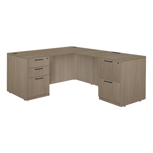 Scranton & Co 60&quot x 77&quot L Desk with 2 Full Pedestals in Noble Oak
