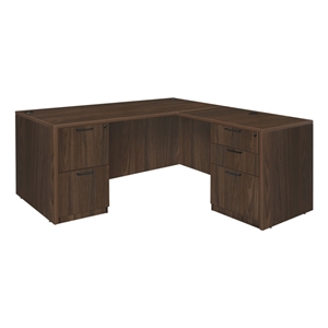 Scranton & Co 66&quot x 65&quot L Desk with 2 Full Pedestals in Neo Walnut