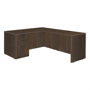 Scranton & Co 66&quot x 77&quot L Desk with 1 Full Pedestal in Neo Walnut