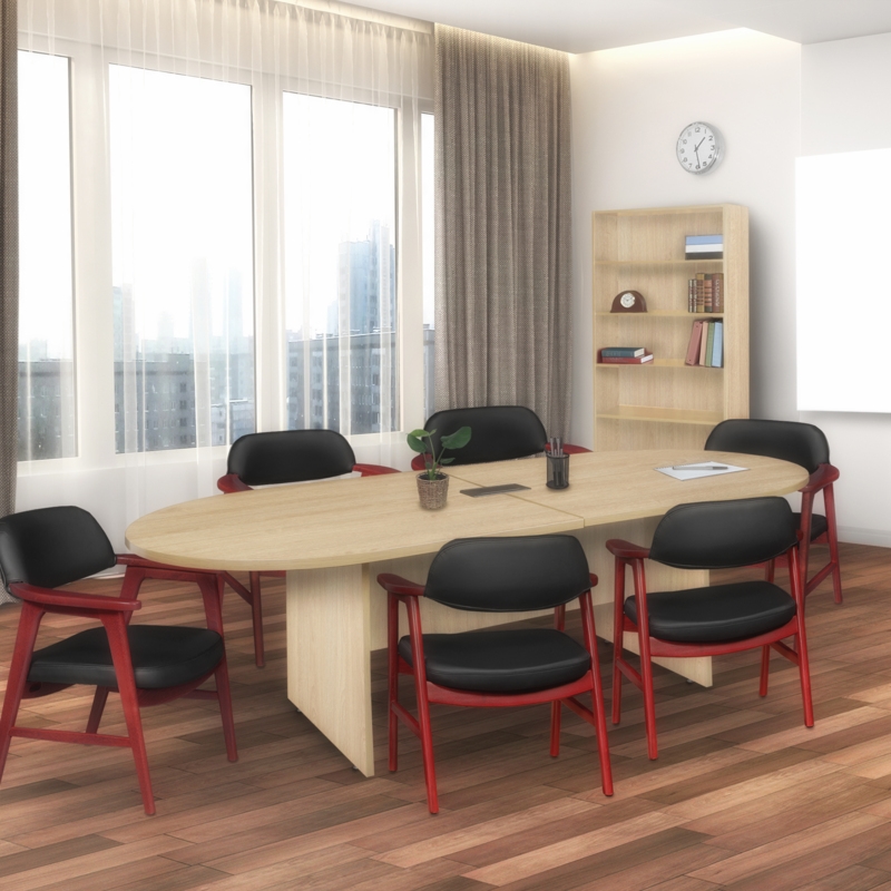 Scranton & Co 10ft Racetrack Conference Table with Power Port in Noble Oak