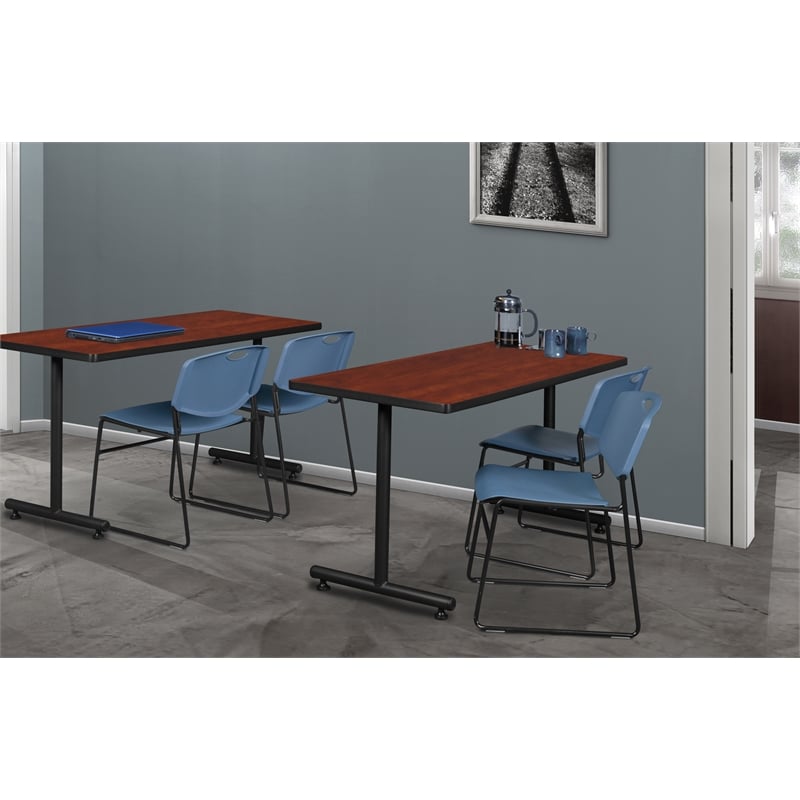 Scranton & Co 400 lb Capacity Stack Plastic Chair 4 Pack in Blue