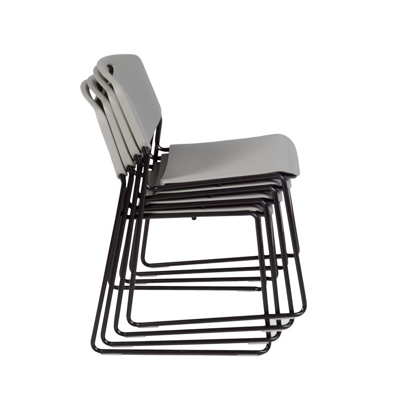 Scranton & Co 400 lb Capacity Stack Plastic Chair 4 Pack in Gray