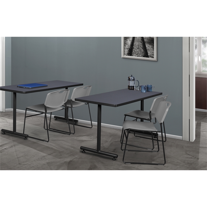 Scranton & Co 400 lb Capacity Stack Plastic Chair 4 Pack in Gray