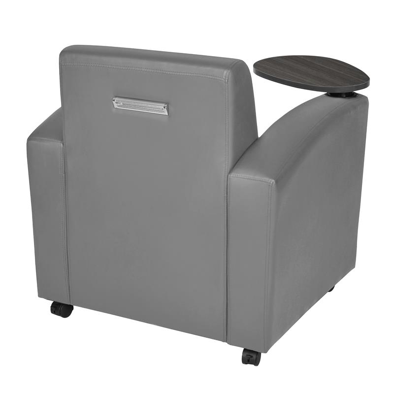 Scranton & Co Tablet Arm Chair with Storage Shelf in Gray/Ash Gray