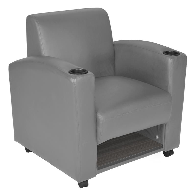 Scranton & Co Tablet Arm Chair with Storage Shelf in Gray/Ash Gray