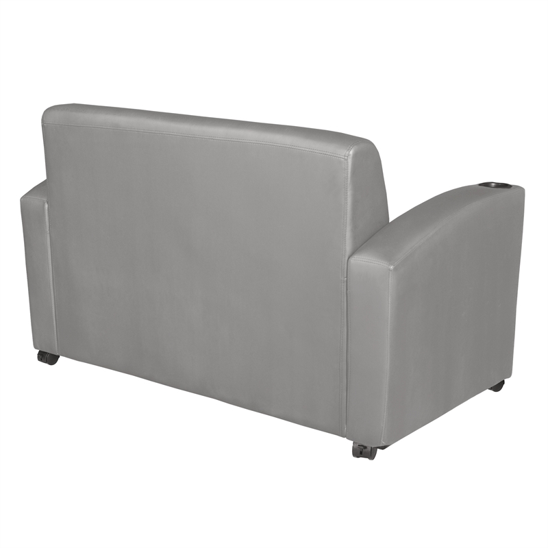 Scranton & Co Vinyl Lounge Loveseat with Cup Holders in Gray