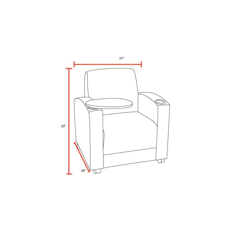 Scranton & Co Tablet Arm Vinyl Chair with Cup Holders in Black/Java