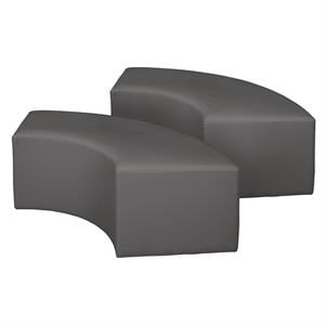 Scranton & Co Plush Curved Vinyl Ottoman Set of 2 with Glides in Gray