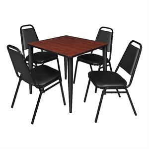 Scranton & Co 30&quot Square Cherry Table with Black Base and 4 Cafe Chairs