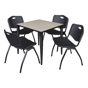Scranton & Co 30&quot Maple Table with Black Base & 4 Black Contour Chairs