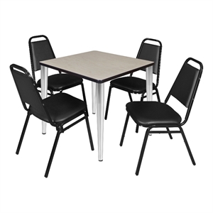 Scranton & Co 30&quot Square Maple Table with Chrome Base and 4 Cafe Chairs