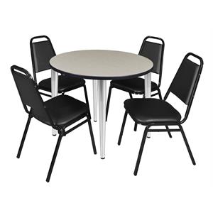 Scranton & Co 42&quot Round Maple Table with Chrome Base and 4 Cafe Chairs