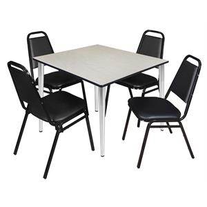 Scranton & Co 48&quot Square Maple Table with Chrome Base and 4 Cafe Chairs