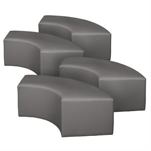 Scranton & Co Plush Curved Vinyl Ottoman Set of 4 with Glides in Gray