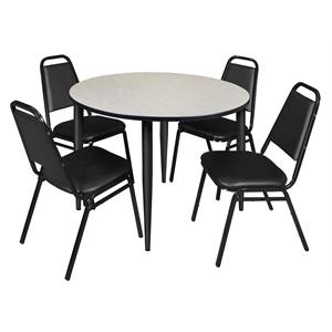 Scranton & Co 48&quot Round Maple Table with Black Base and 4 Cafe Chairs