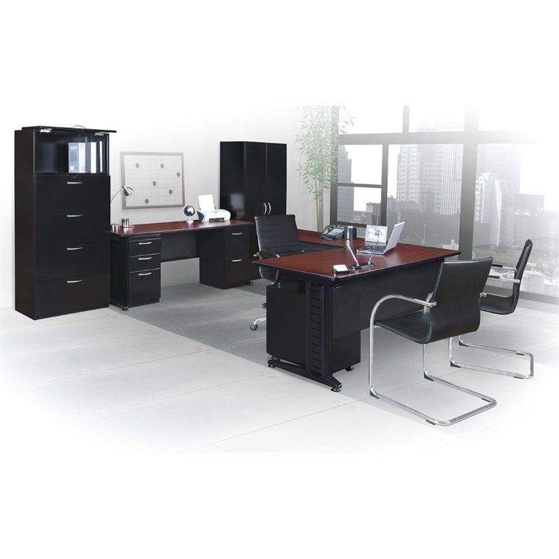 Scranton & Co File File Pedestal with Locking Drawers in Glossy Black