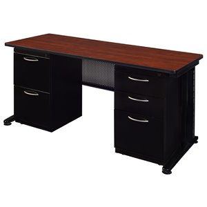 Scranton & Co 66&quot x 30&quot Double Pedestal Computer Desk in Cherry