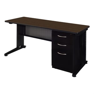 Scranton & Co 60&quot x 24&quot Single Pedestal Teachers Desk in Neo Walnut