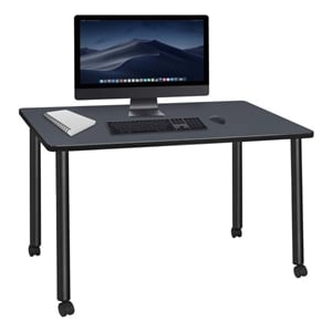 Scranton & Co 48 x 24&quot Gray Desk on Locking Casters with Black Legs