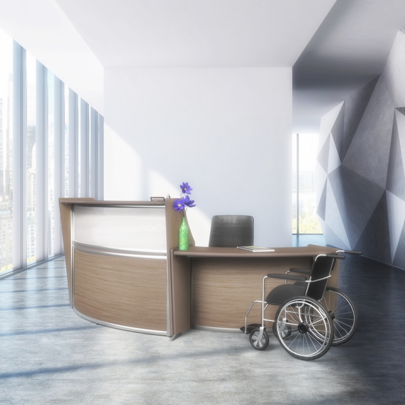Scranton & Co Curved ADA Compliant Reception Station Add-On in Noble Oak