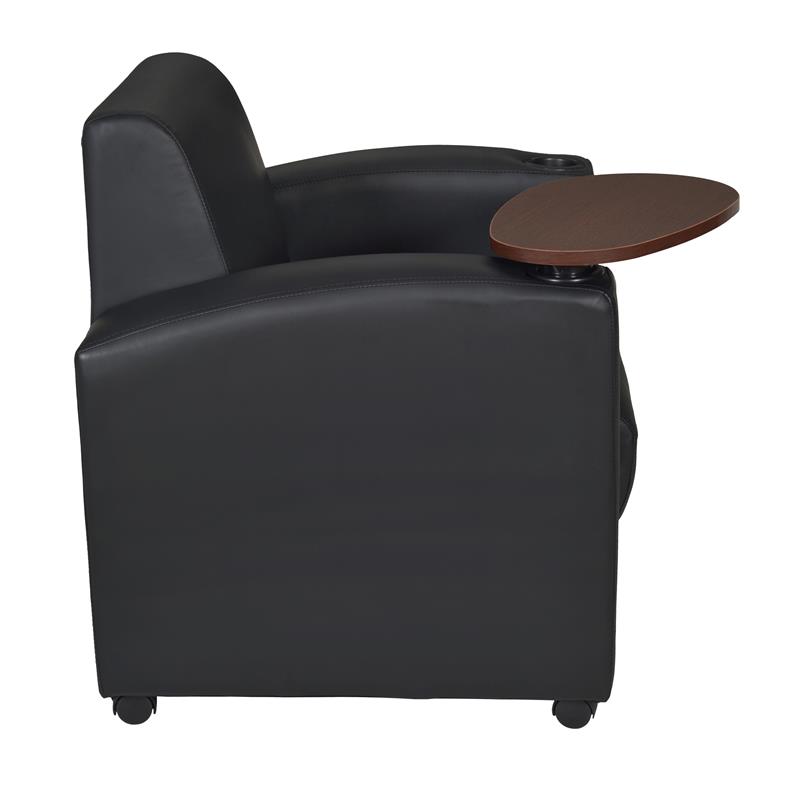 Scranton & Co Tablet Arm Chair with Storage Shelf in Black and Java