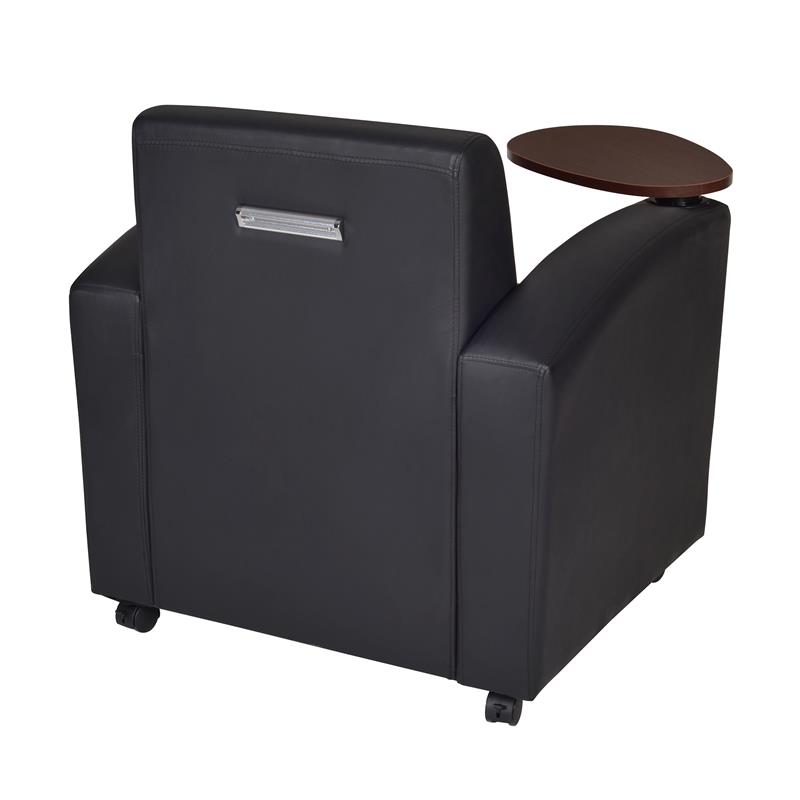 Scranton & Co Tablet Arm Chair with Storage Shelf in Black and Java