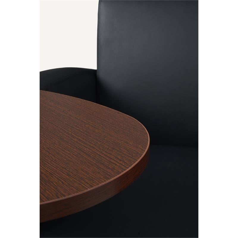 Scranton & Co Tablet Arm Loveseat with Storage Shelf in Black and Java