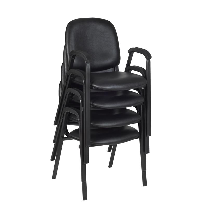 Scranton & Co 4 Pack Padded Vinyl Stack Chairs with Cushioned Arms