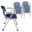Scranton & Co 11 Pack Mobile Arm Stack Chairs on Casters in Navy Blue