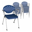Scranton & Co 11 Pack Mobile Arm Stack Chairs on Casters in Navy Blue