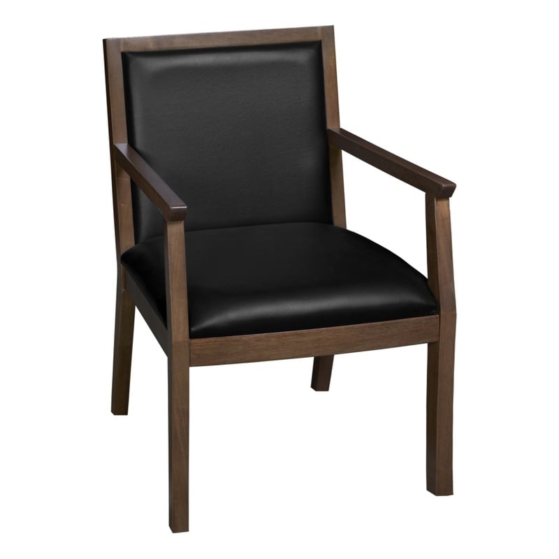 Scranton & Co Hardwood Reception Side Chair in Neo Walnut & Black Vinyl