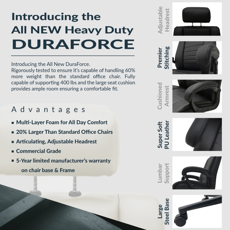 Scranton & Co Big & Tall Ergonomic Executive Office Chair in Black