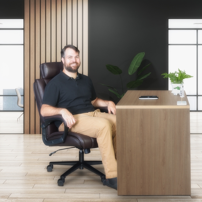 Scranton & Co Big & Tall Ergonomic Executive Office Chair in Brown
