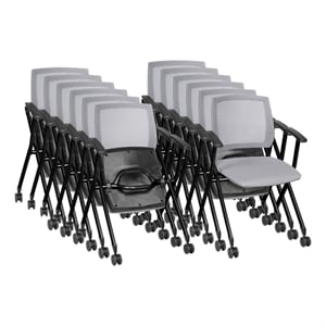 Scranton & Co 12 Pack High Back Padded Seat Mesh Nesting Chairs in Gray