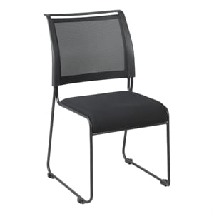 Scranton & Co 12 Pack Mesh Back Fabric Seat Stacking Office Chairs in Black