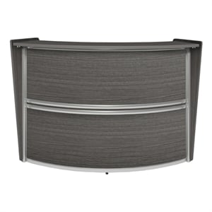 Scranton & Co 72 x 32&quot Curved Reception Desk Workstation in Driftwood Gray
