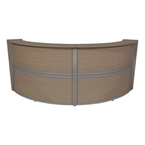Scranton & Co 124.25 x 49&quot Curved Reception Desk Workstation in Noble Oak