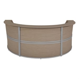 Scranton & Co 143.50 x 71&quot Curved Reception Desk Workstation in Noble Oak