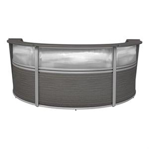 Scranton & Co 143.50 x 71&quot Curved Reception Workstation with Plexi in Gray