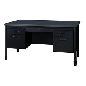Scranton & Co 60 x 30&quot Steel Teacher's Desk with Gray Top and Black Base