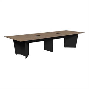 Scranton & Co 144&quot Conference Table with Power Grommet in Noble Oak/Black