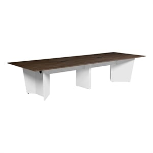 Scranton & Co 144&quot Conference Table with Power Grommet in Neo Walnut/White