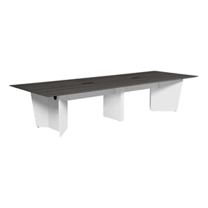Scranton & Co 144&quot Conference Table with Power Grommet in Ash Gray/White
