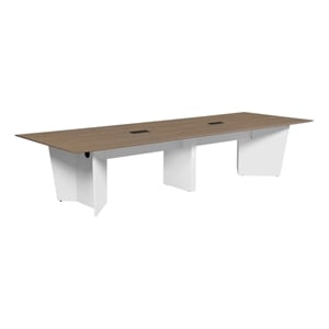 Scranton & Co 144&quot Conference Table with Power Grommet in Noble Oak/White
