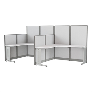 Scranton & Co 63 x 129&quot 2 Person F-Shaped Cubicle Workstation in White